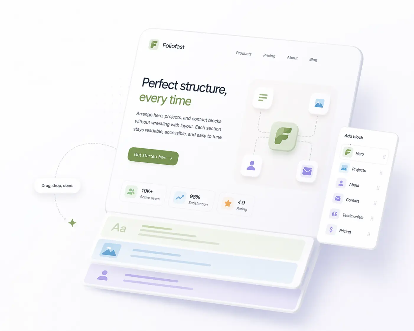 Abstract product illustration for structured portfolio sections